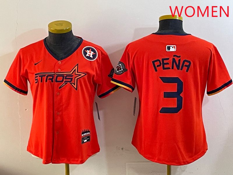 Women Houston Astros Blank 3 Pena Three generations Joint Name 2025 Nike MLB Jersey style 7